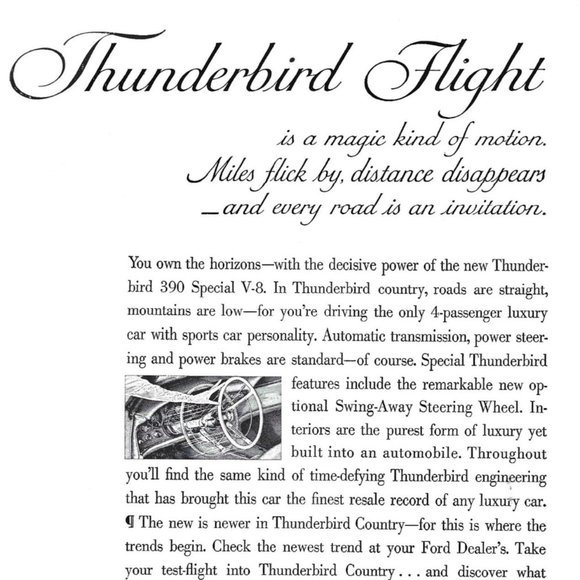 1961 Ad Thunderbird Ford Country Sports Car Luxury Auto Vintage Print 2 PG 9 in - Picture 3 of 3